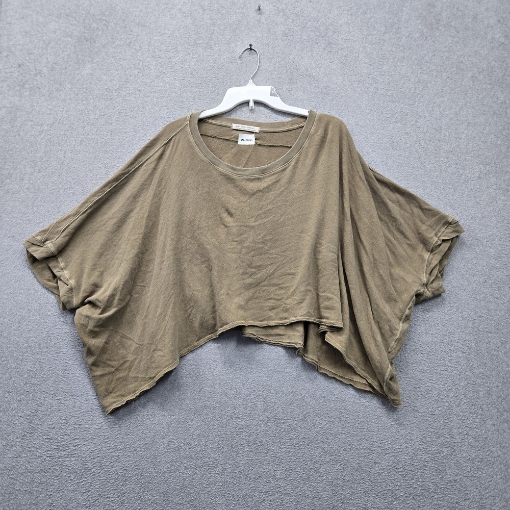 We The Free Women Shirt M Olive Green CC Tee Oversized Cropped Lightweight Flowy